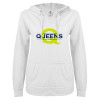 Thumbnail image for  ENZA Womens White V Notch Raw Edge Fleece Hoodie