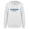 Thumbnail image for  ENZA Womens White V Notch Raw Edge Fleece Hoodie