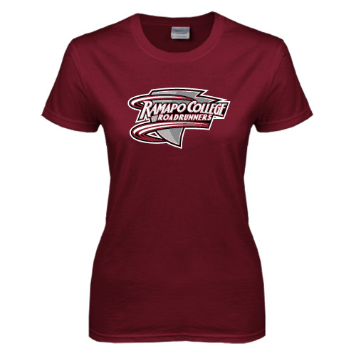  Womens Maroon Short Sleeve Tee - Ramapo College Roadrunners