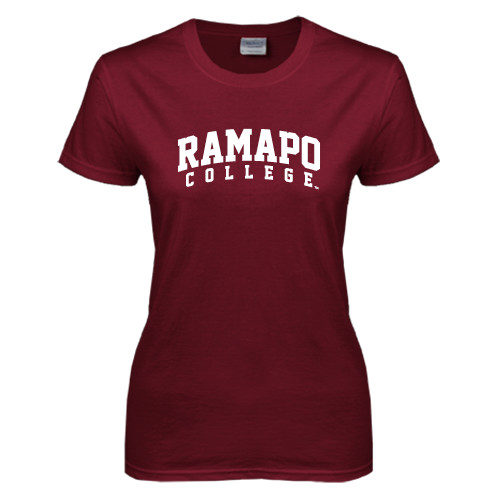  Womens Maroon Short Sleeve Tee - Arched Ramapo College