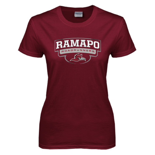  Womens Maroon Short Sleeve Tee - Arched Ramapo Roadrunners