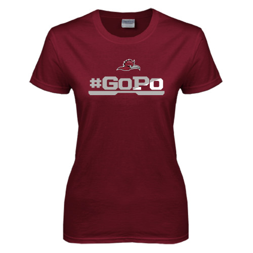  Womens Maroon Short Sleeve Tee - #GoPo