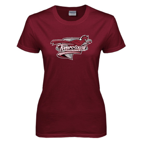  Womens Maroon Short Sleeve Tee - Official Logo Distressed