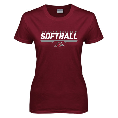  Womens Maroon Short Sleeve Tee - Ramapo College Softball Stencil