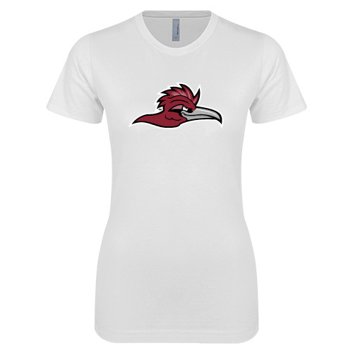  Next Level Womens White Boyfriend Tee - Roadrunner Head
