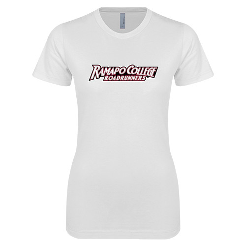  Next Level Womens White Boyfriend Tee - Ramapo College Roadrunners Word Mark