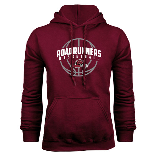  Maroon Fleece Hoodie - Roadrunners Basketball Arched w/ Ball