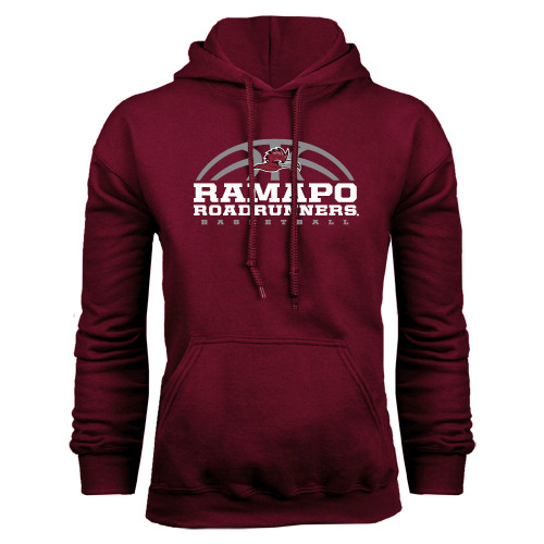  Maroon Fleece Hoodie - Ramapo Roadrunners Basketball Half Ball