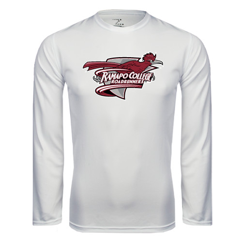  White Performance Long Sleeve Shirt - Official Logo