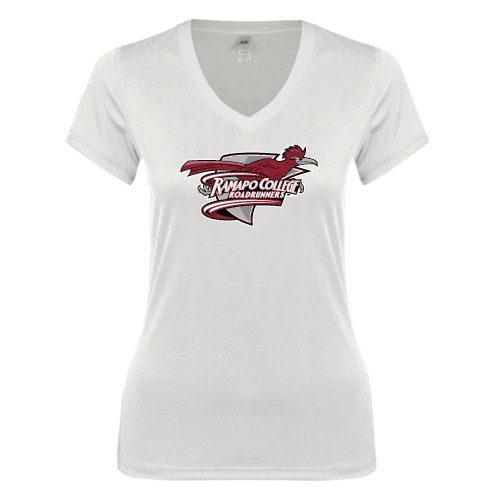  Next Level Womens White Ideal V Tee - Official Logo
