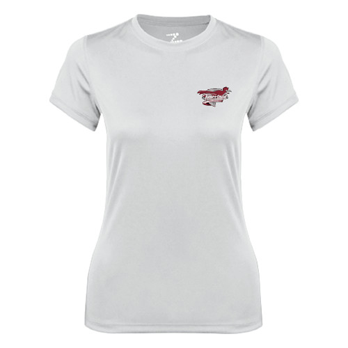  Womens White Performance Tee - Official Logo