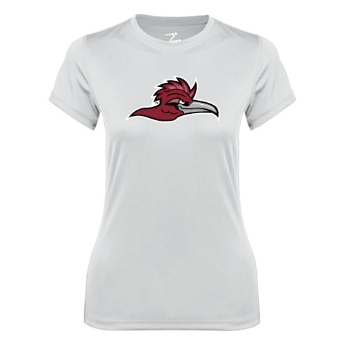  Womens White Performance Tee - Roadrunner Head