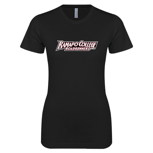  Next Level Womens Black Boyfriend Tee - Ramapo College Roadrunners Word Mark