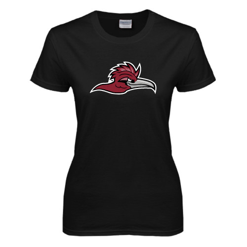  Womens Black Short Sleeve Tee - Roadrunner Head