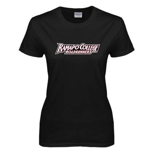  Womens Black Short Sleeve Tee - Ramapo College Roadrunners Word Mark