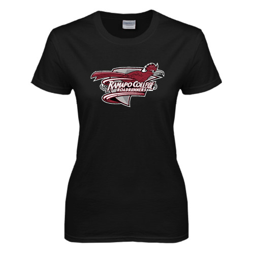  Womens Black Short Sleeve Tee - Official Logo Distressed