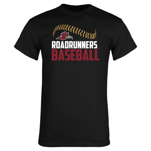  Black T Shirt - Roadrunners Baseball Stacked Seam