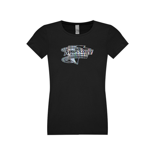  Next Level Girls Black Fashion Fit T Shirt - Ramapo College Roadrunners Foil