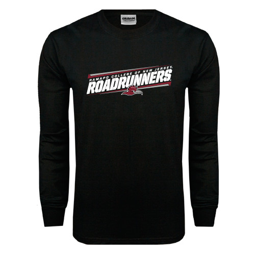  Black Long Sleeve T Shirt - Roadrunners Stencil Slanted