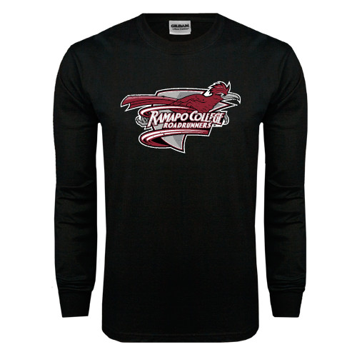  Black Long Sleeve T Shirt - Official Logo Distressed