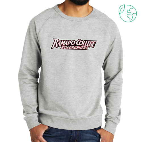  Allmade Light Grey Organic French Terry Crewneck Sweatshirt - Ramapo College Roadrunners Word Mark