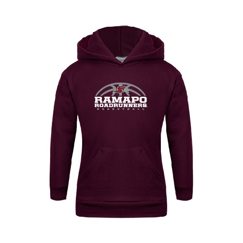  Youth Maroon Fleece Hoodie - Ramapo Roadrunners Basketball Half Ball
