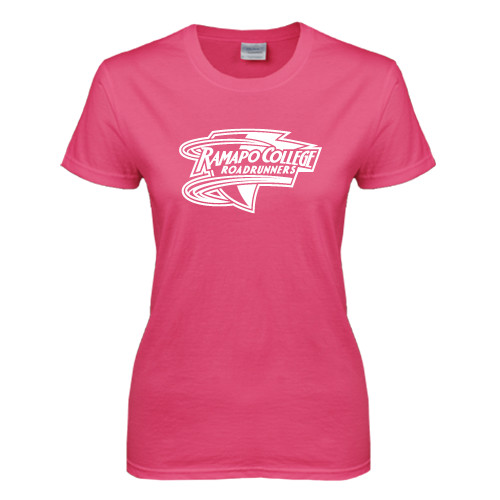  Womens Hot Pink Short Sleeve Tee - Ramapo College Roadrunners