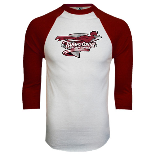  White/Maroon Raglan Baseball T Shirt - Official Logo