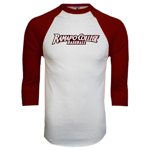  White/Maroon Raglan Baseball T Shirt - Baseball