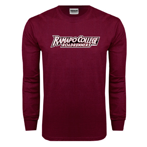  Maroon Long Sleeve T-Shirt - Ramapo College Roadrunners Word Mark