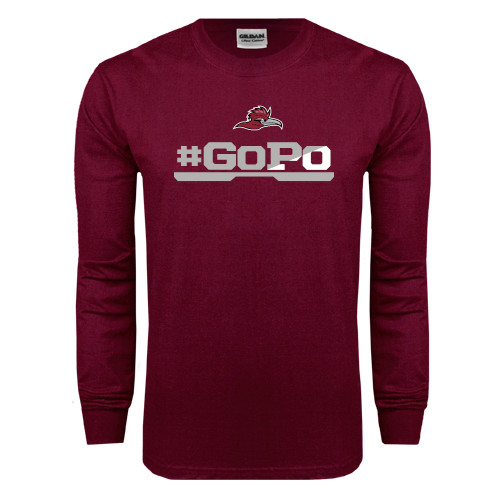  Maroon Long Sleeve T-Shirt - #GoPo