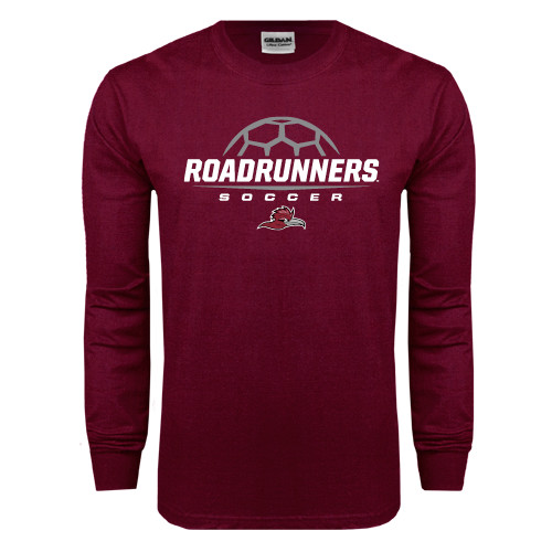  Maroon Long Sleeve T-Shirt - Roadrunners Soccer Stacked