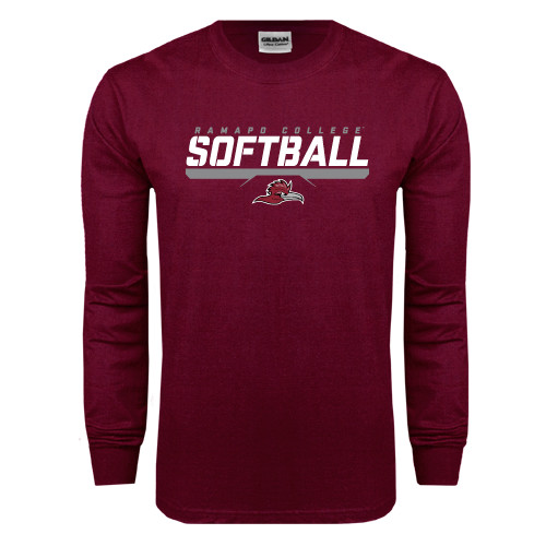  Maroon Long Sleeve T-Shirt - Ramapo College Softball Stencil