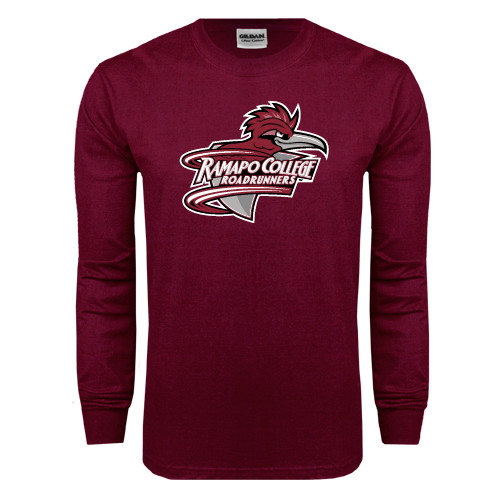  Maroon Long Sleeve T-Shirt - Ramapo College Roadrunners w/ Head