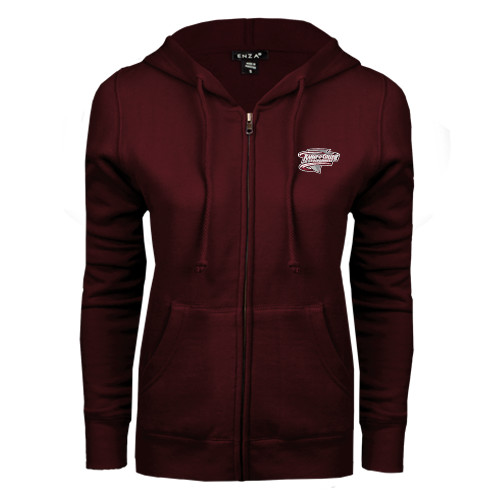  ENZA Womens Maroon Fleece Full Zip Hoodie - Ramapo College Roadrunners