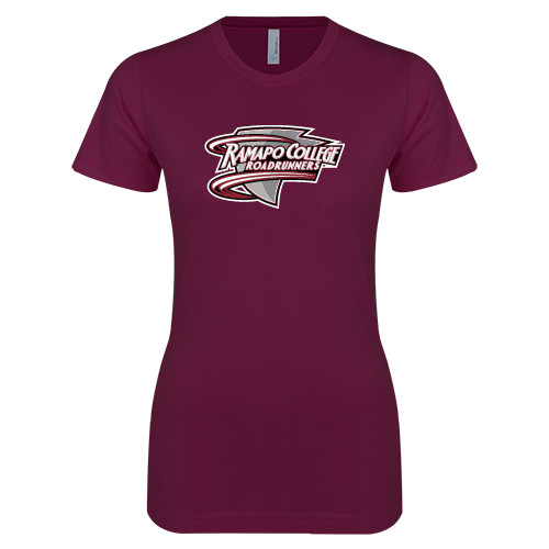  Next Level Womens Maroon Boyfriend Tee - Ramapo College Roadrunners