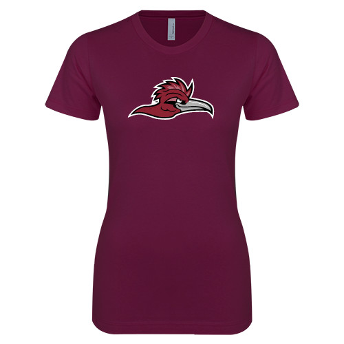  Next Level Womens Maroon Boyfriend Tee - Roadrunner Head