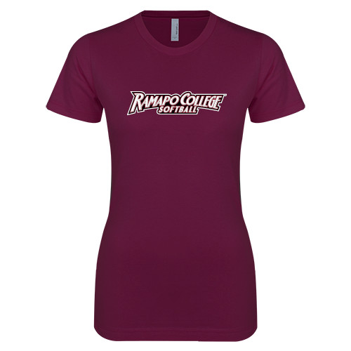  Next Level Womens Maroon Boyfriend Tee - Softball