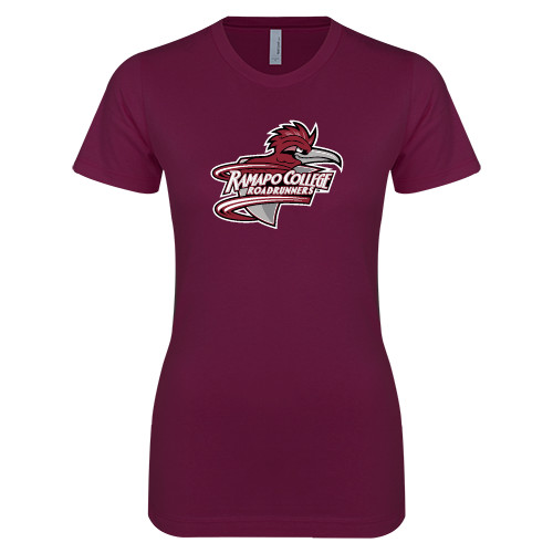  Next Level Womens Maroon Boyfriend Tee - Ramapo College Roadrunners w/ Head