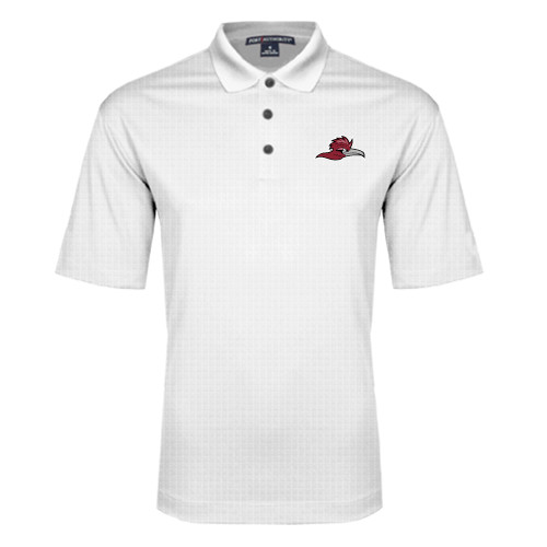  White Performance Fine Jacquard Polo - Roadrunner Head