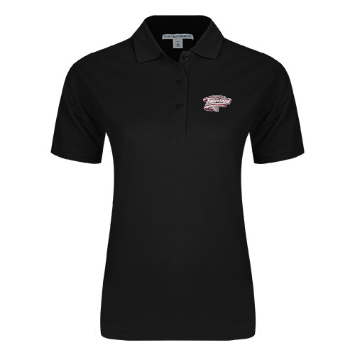  Womens Silk Touch Black Pique Polo - Ramapo College Roadrunners