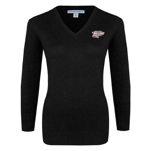  Womens Black VNeck Sweater - Ramapo College Roadrunners