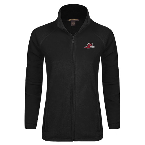  Womens Black Fleece Full Zip Jacket - Roadrunner Head