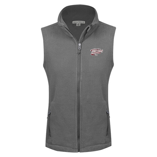  Womens Charcoal Fleece Full Zip Vest - Ramapo College Roadrunners