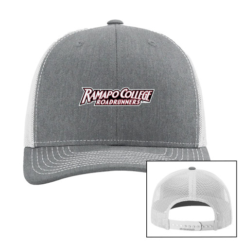  Richardson Heather Grey/Light Grey Trucker Hat - Ramapo College Roadrunners Word Mark