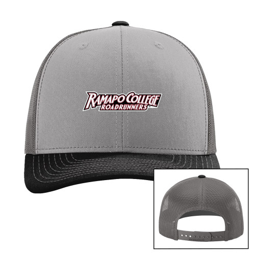  Richardson Grey/Charcoal/Black Trucker Hat - Ramapo College Roadrunners Word Mark