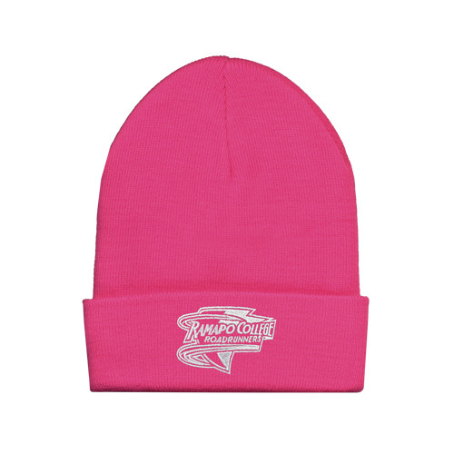  Fleece Lined Neon Pink Knit Beanie - Ramapo College Roadrunners
