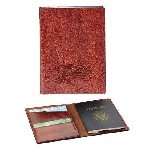  Fabrizio Brown RFID Passport Holder - Ramapo College Roadrunners Engraved
