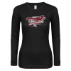 Thumbnail image for  Womens Black Long Sleeve V Neck Tee 