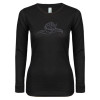 Thumbnail image for  Womens Black Long Sleeve V Neck Tee 